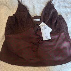 Brown and Pink Lace Camisole by